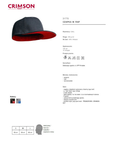 Men's black/red rap hat Promostars/Crimson CUT