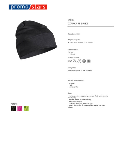 Schwarze Spike-Cap für Herren von Promostars