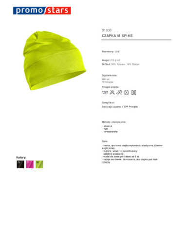Herren-Mütze mit Spikes in Fluo-Grün von Promostars