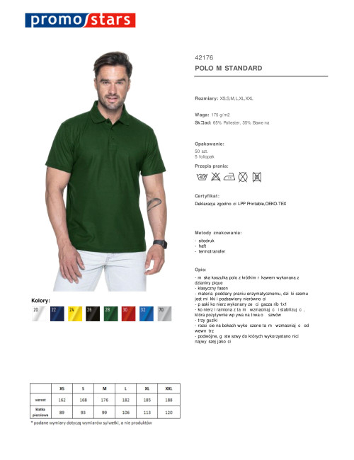 Promostars POLO Herren STANDARD GREEN BOTTLE Aufdruck Stickerei Siebdruck