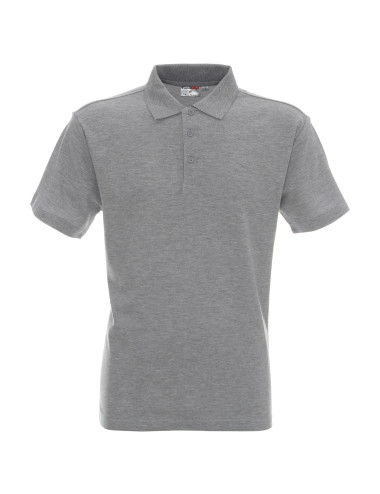 Promostars POLO Men`s POLO HEAVY LIGHT GRAY MELANGE logo embroidery print