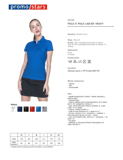 Promostars Damen POLO LADIES` HEAVY CROWN BROWN mit Logo-Print