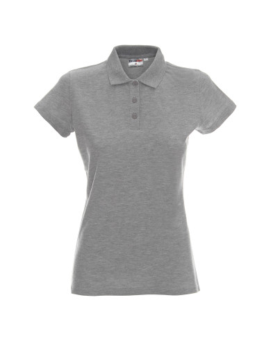 Promostars POLO Women`s LADIES` HEAVY LIGHT GRAY MELANGE embroidery print