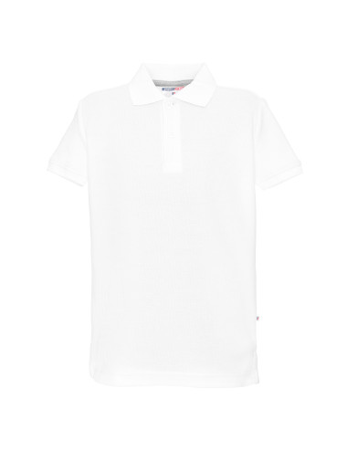 Promostars POLO Kinder KID WHITE Logo-Stickerei Siebdruck