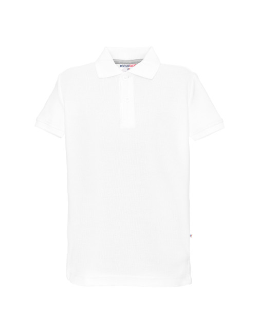 Promostars POLO Kinder KID WHITE Logo-Stickerei Siebdruck