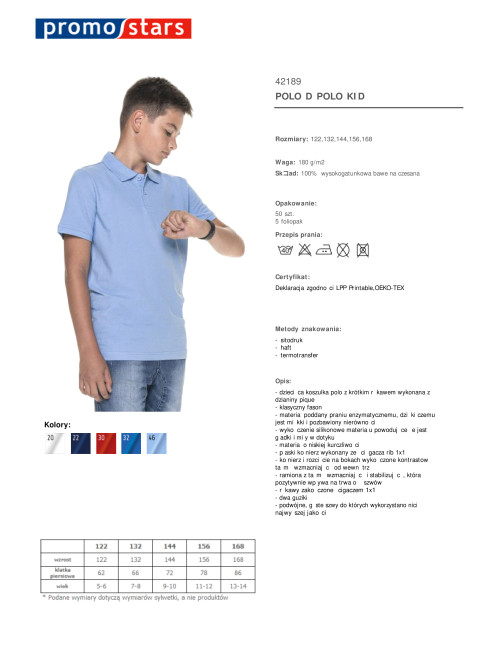 Promostars POLO Kinder KID BLAU Siebdrucklogo DTG-Druck