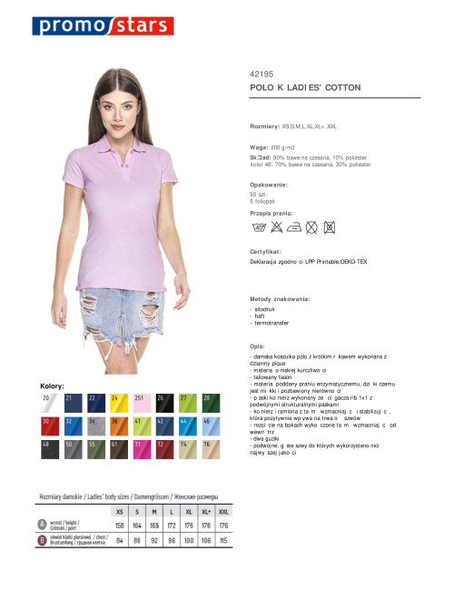 Damen-Polo-Damen-Cotton-Candy-Pink von Promostars