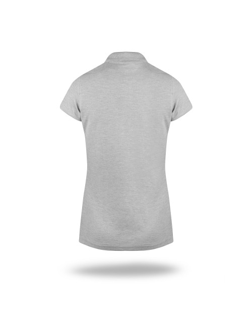 Promostars POLO Damen DAMEN BAUMWOLLE HELLGRAU MELANGE Logotransfer