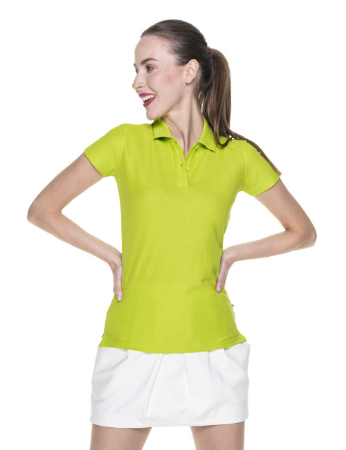 Promostars POLO Damen LADIES` COTTON LIME Stickerei-Siebdruck-Logo