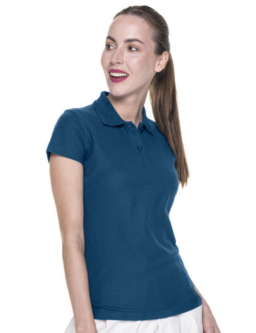 Promostars POLO Damska LADIES' COTTON CIEMNY NIEBIESKI haft nadruk DTG