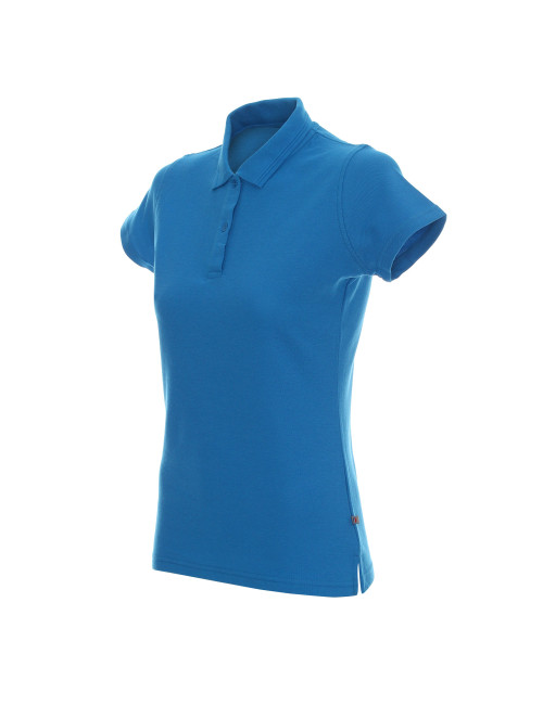 Promostars POLO Damen LADIES` COTTON BLAU gesticktes Siebdrucklogo