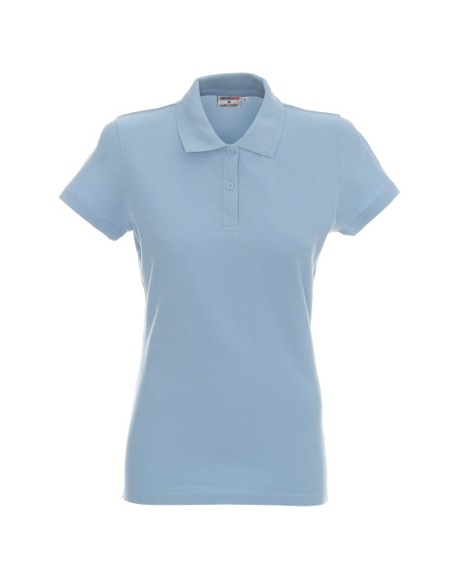Promostars POLO Damen LADIES` COTTON BLAU gesticktes Siebdrucklogo