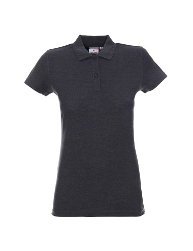 Promostars Women`s POLO LADIES` COTTON DARK GRAY MELANGE embroidered logo