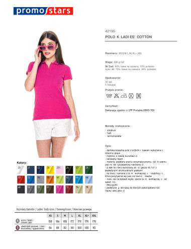 Polo damskie ladies' cotton różowy Promostars
