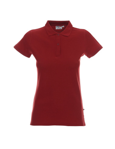 Promostars POLO Damen LADIES` COTTON bordeauxrotes Stickerei-Siebdruck-Logo