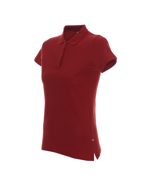 Promostars POLO Damen LADIES` COTTON bordeauxrotes Stickerei-Siebdruck-Logo