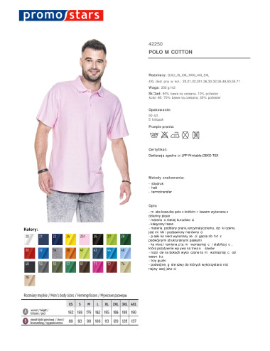Polo męskie cotton cukierkowy róż Promostars