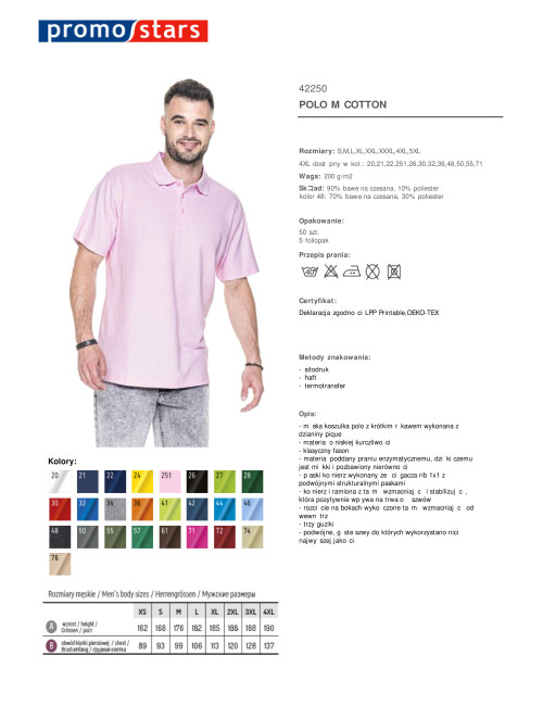 Herrenpolo Cotton Candy Pink Promostars