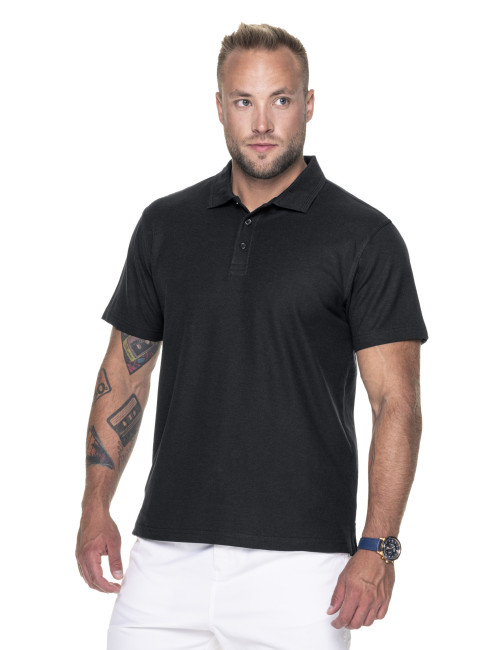 Promostars Men`s POLO COTTON BLACK print embroidery silkscreen logo transfer
