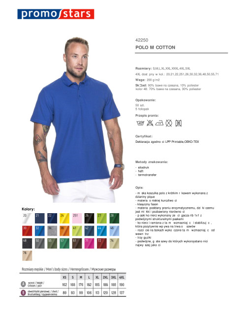 Promostars POLO Męska COTTON CHABROWY nadruk haft logo sitodruk