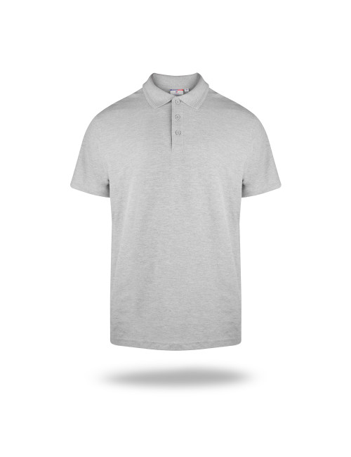 Promostars POLO Herren COTTON LIGHT GREY MELANGE mit gesticktem Logodruck