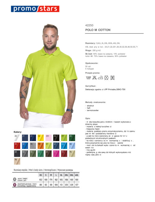 Promostars POLO Herren COTTON LIME DTF-Druck, Stickerei, Siebdruck-Logo