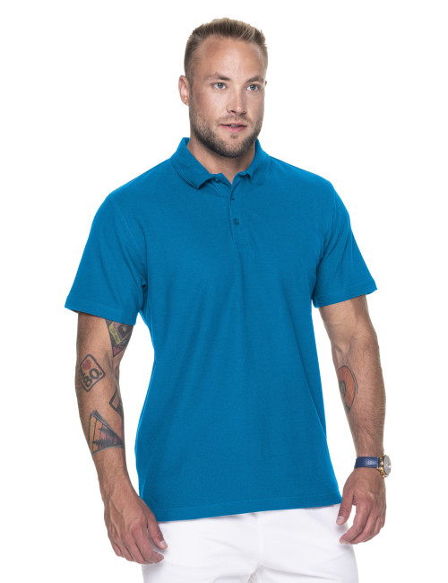 Promostars POLO Herren BAUMWOLLE BLAU DTG-Logo-Siebdruck-Stickerei