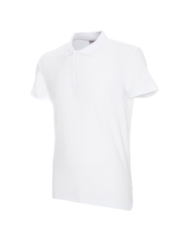 Promostars Men`s POLO COTTON SLIM WHITE print silkscreen logo embroidery