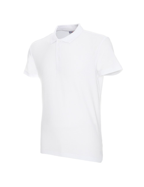 Promostars Men`s POLO COTTON SLIM WHITE print silkscreen logo embroidery