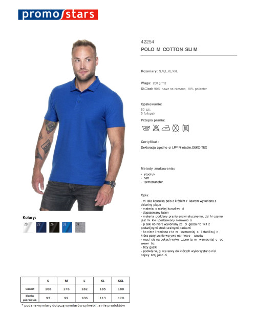Promostars POLO Herren COTTON SLIM CROWN BROWN Stickdruck, Siebdruck-Logo