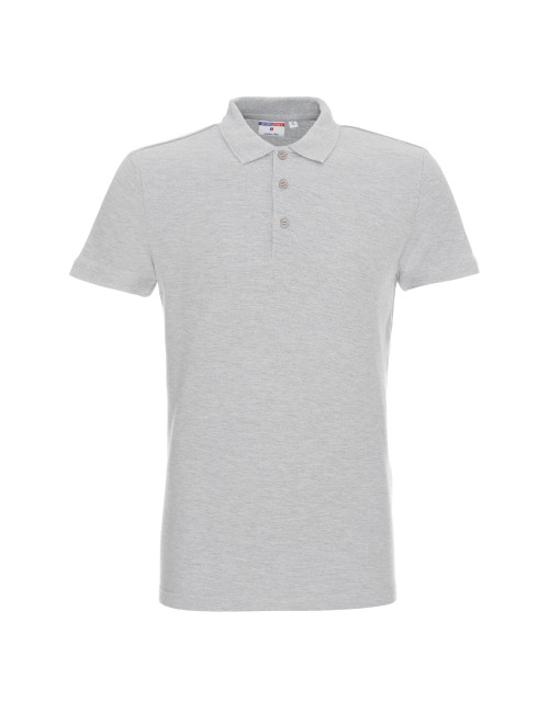 Promostars POLO Herren COTTON SLIM HELLGRAU MELANGE mit Logo-Stickerei