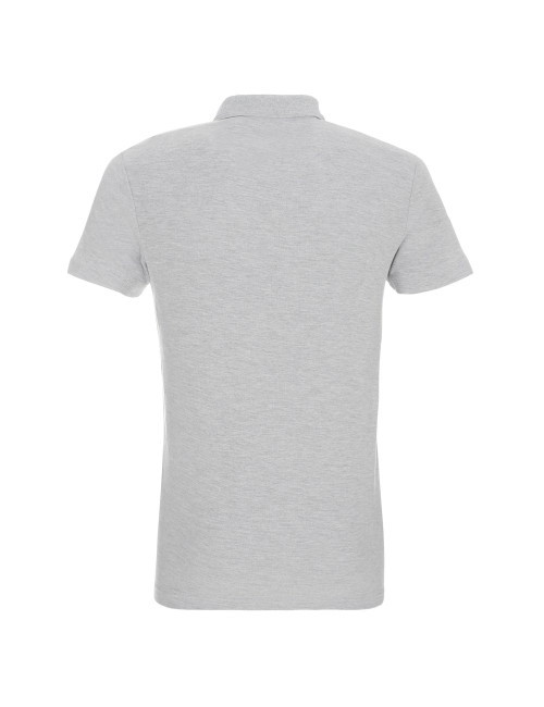 Promostars POLO Męska COTTON SLIM JASNY SZARY MELANŻ haft nadruk logo