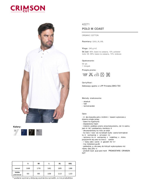 CRIMSON CUT POLO Herren COAST WHITE Stickerei DTG-Logo-Siebdruck