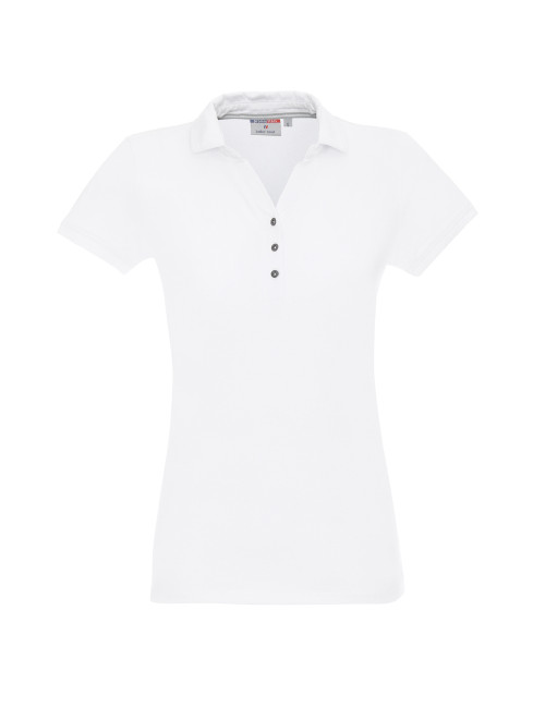 CRIMSON CUT POLO Damska LADIES' COAST BIAŁY haft nadruk logo sitodruk