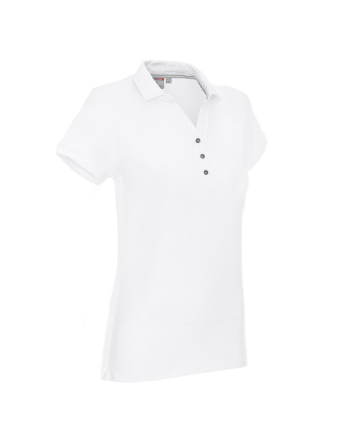 CRIMSON CUT POLO Damska LADIES' COAST BIAŁY haft nadruk logo sitodruk
