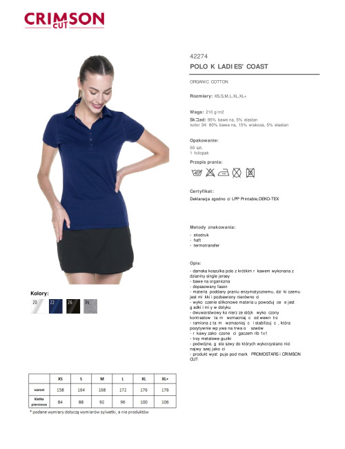 CRIMSON CUT POLO Women`s LADIES` COAST NAVY embroidered silkscreen logo