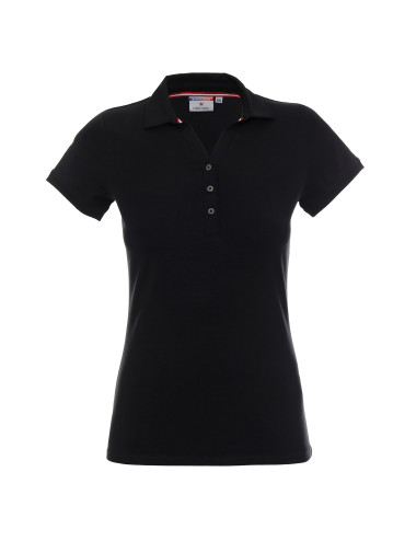CRIMSON CUT POLO Damen LADIES` COAST BLACK Stickdruck, Siebdrucklogo