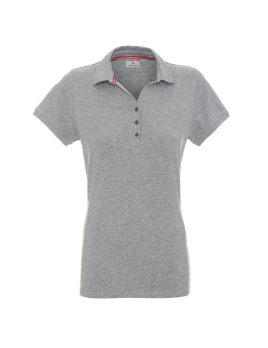 CRIMSON CUT POLO Damen LADIES` COAST LIGHT GREY MELANGE Stickerei-Siebdruck