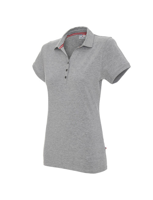 CRIMSON CUT POLO Damen LADIES` COAST LIGHT GREY MELANGE Stickerei-Siebdruck