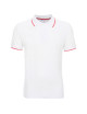Promostars Men`s POLO LINE WHITE/RED embroidery silkscreen logo print
