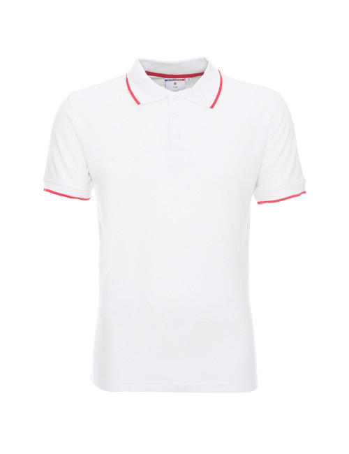 Promostars POLO Herren LINE WEISS/ROT Stickerei Siebdruck Logodruck