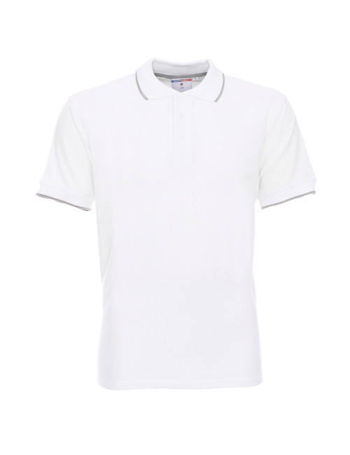 Promostars Men`s POLO LINE WHITE/LIGHT GRAY silkscreen logo embroidery print