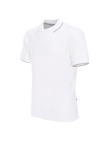 Promostars POLO Herren LINE WEISS/HELLGRAU Siebdruck-Logo-Stickdruck