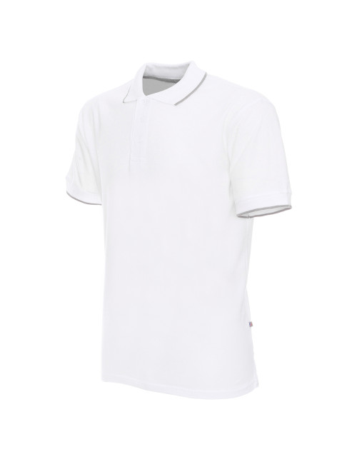 Promostars POLO Herren LINE WEISS/HELLGRAU Siebdruck-Logo-Stickdruck