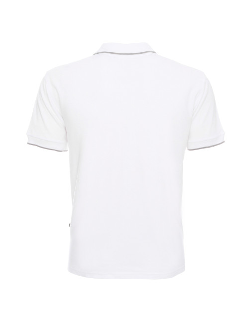 Promostars POLO Herren LINE WEISS/HELLGRAU Siebdruck-Logo-Stickdruck