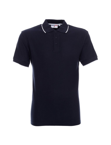Promostars Men`s POLO LINE NAVY/WHITE embroidery silkscreen logo print