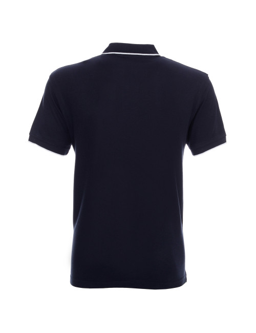 Promostars Men`s POLO LINE NAVY/WHITE embroidery silkscreen logo print