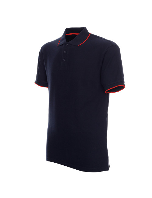 Promostars POLO Herren LINE MARINEBLAU/ROT Stickerei Siebdruck DTF-Druck