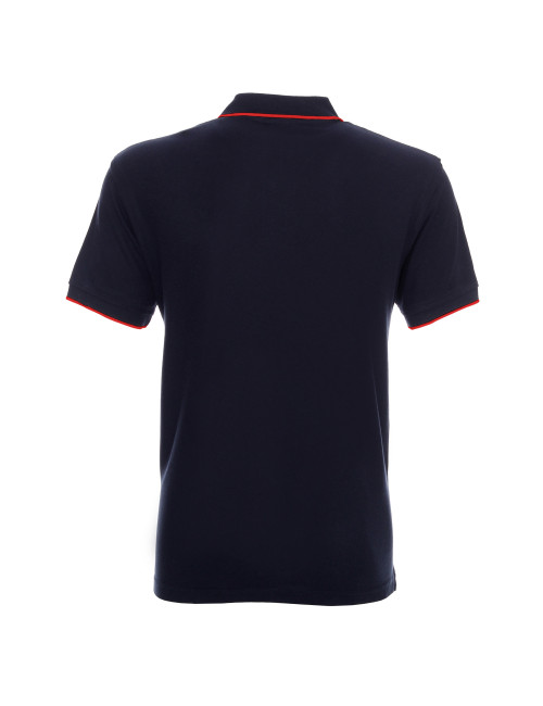 Promostars POLO Herren LINE MARINEBLAU/ROT Stickerei Siebdruck DTF-Druck