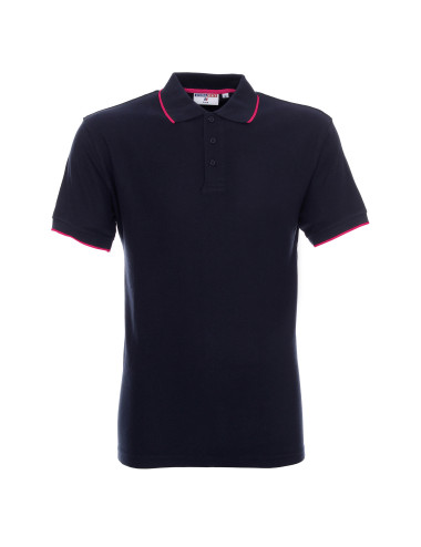 Promostars POLO Herren LINE MARINEBLAU/ROSA DTG-Druck, Siebdruck-Logo